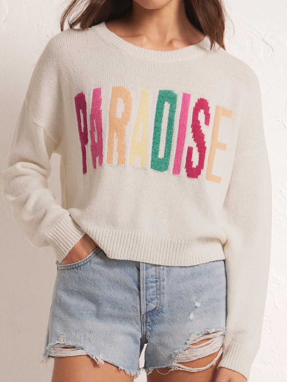 NWT Z SUPPLY Paradise Crew Neck Sweater White Size XL